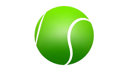 Green tennis ball with white stripes on plain background for sports design