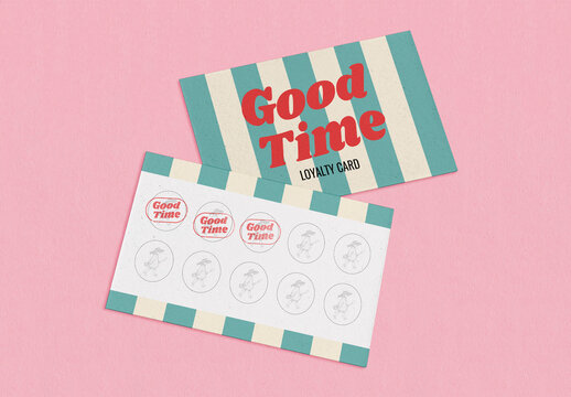 Retro Loyalty Card Mockup Design PSD