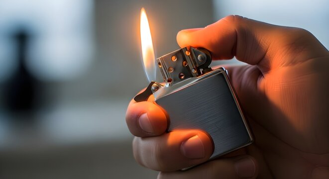 Korek, korek api, hand holding lighter