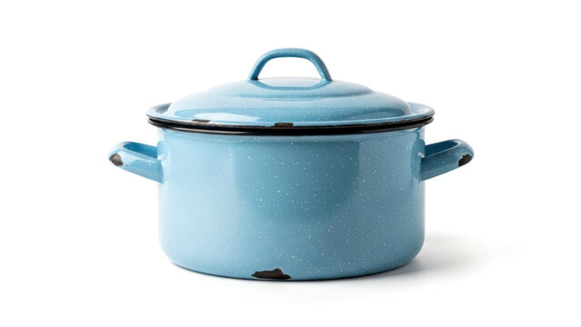 Blue Enamel Cast Iron Dutch Oven Pot.