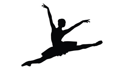 Elegant ballerina performing a grand jete with grace and poise isolated on white background, Vector © MD Riad Hossain 