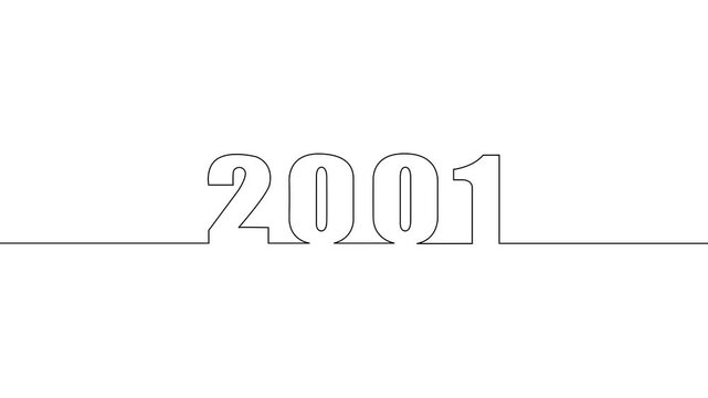 2001 minimalist style: A sleek, minimalist composition features the year 2001 artfully depicted in a continuous line, symbolizing the passage of time.
