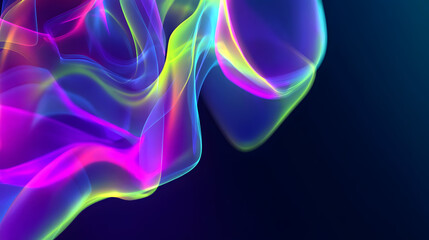 Fototapeta premium Abstract vibrant neon smoke swirls with colorful light on a dark background