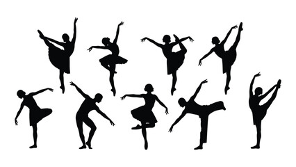 Graceful ballerinas performing in various elegant poses and movements isolated on white background, Vector © MD Riad Hossain 