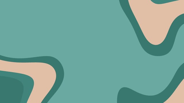 Abstract teal and beige organic shapes animation with smooth layered curves and modern flat design. Stylish motion background ideal for branding videos, social media, and creative projects.