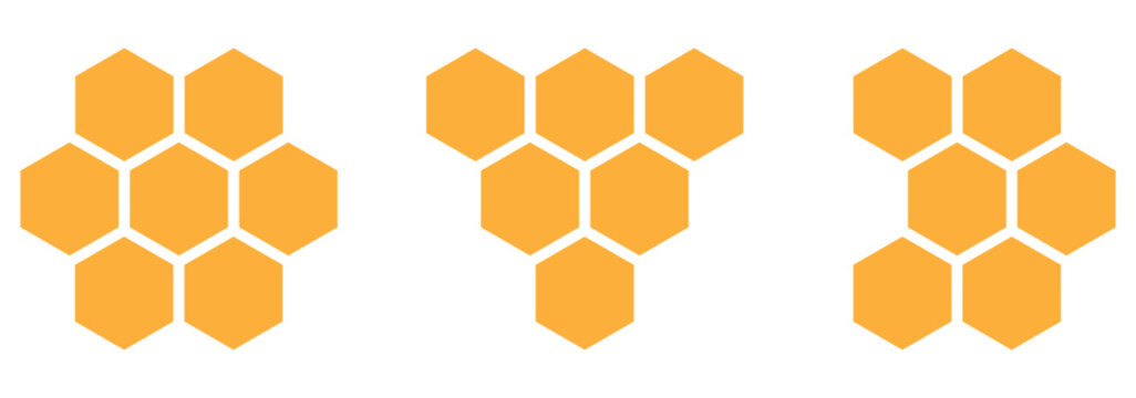 Honeycomb icon set. Honeycomb icon concept template. A vector graphic illustration of honeycombs arranged in a grid pattern showcasing honeycomb cells from a top view. eps 10