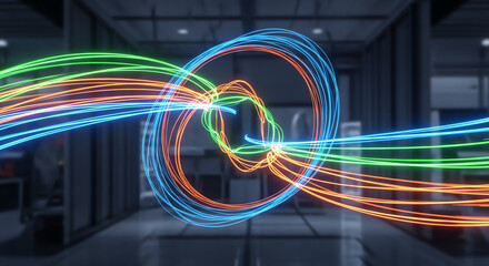 High-Speed Data Transmission with Fiber Optic Cables in Data Center.