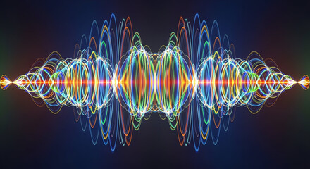 Colorful Sound Wave Illustration Showing Vibrations and Frequencies.