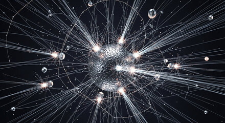 Abstract Digital Network of Light Particles and Data Connections.