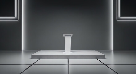 Modern minimalist interior with sleek design and ambient lighting.