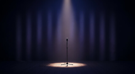Empty Stage with Spotlight and Curtain for Performance or Presentation.
