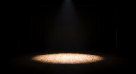 Spotlight Effect: Isolated Light on Dark Stage Creating Dramatic Atmosphere.