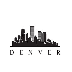 Obraz premium Denver Colorado Skyline Silhouette Black and White Vector