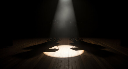 Dark Room with Spotlight Focus Creating Dramatic Lighting Effect.