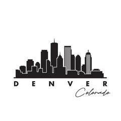 Obraz premium Denver Colorado Skyline Silhouette Black and White Vector