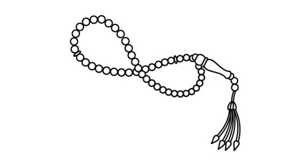 A rosary on a white background