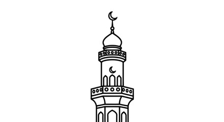 Obraz premium A black and white drawing of a mosque tower