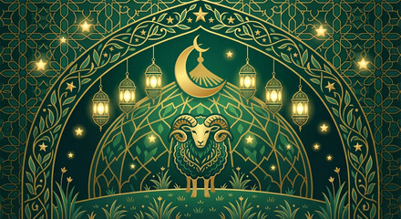 Elegant Islamic Arch with Sheep for Idul Adha Celebration