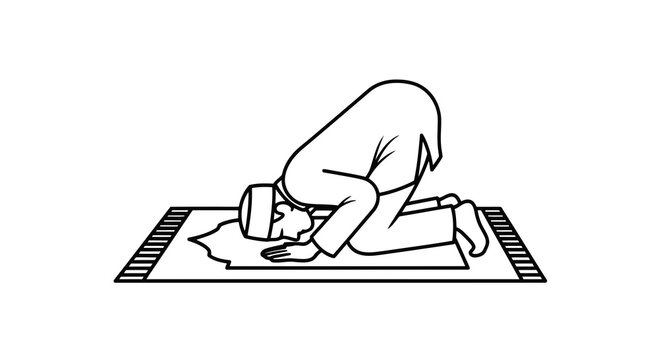 Man kneeling on a prayer mat in prostration