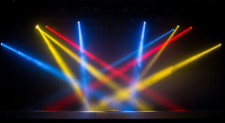 Colorful Stage Lighting with Bright Beams and Dynamic Effects.