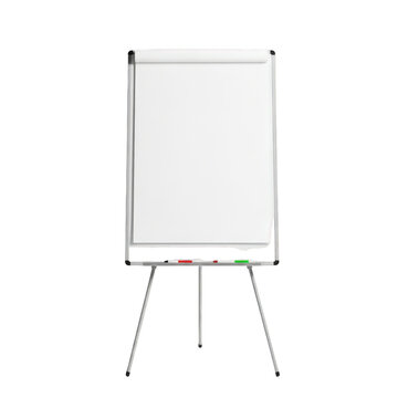 Blank whiteboard on a stand isolated on transparent background