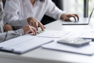 Auditor or internal revenue service staff, Business women checking annual financial statements of company. Audit Concept. © Charlie's
