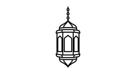 Obraz premium A black and white drawing of a hanging lantern