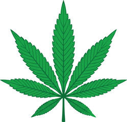 Green Cannabis Marijuana Hemp Leaf Illustration Vector Icon Set Isolated on White Background for Medical Legalization CBD Oil Wellness Herbal Therapy and Lifestyle Branding