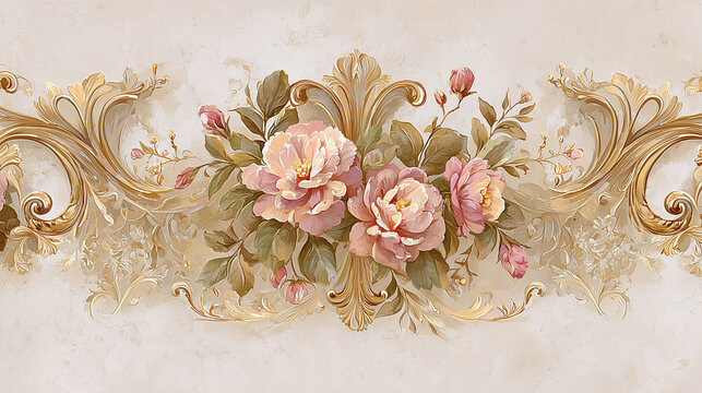 Cute Rococo-Style Flowers Background Wallpaper
