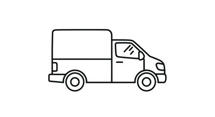 Simple Line Art Icon of a Delivery Van.