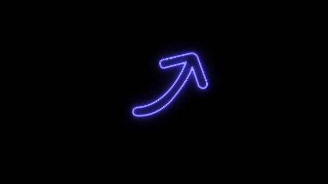 Neon Hand Drawn Animated Arrow Pointing Up and Down on Black Background.