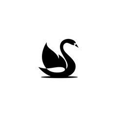 Obraz premium Swan vector silhouette logo on dark background