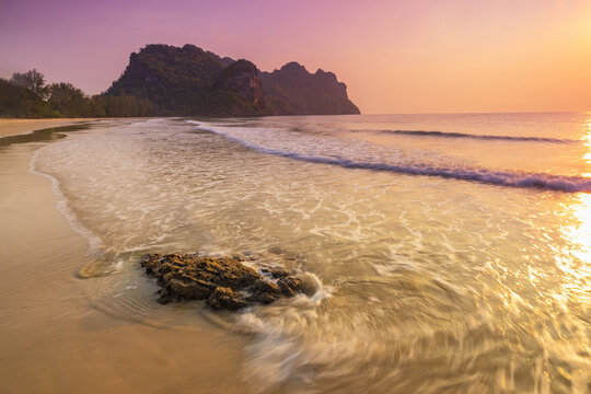 Beautiful sunset on the tropical sea at Phuket Province, Thailand.