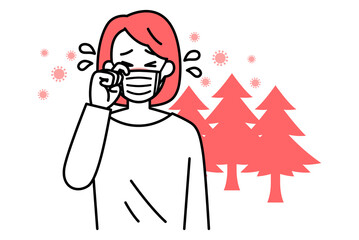 花粉症がつらい若い女性