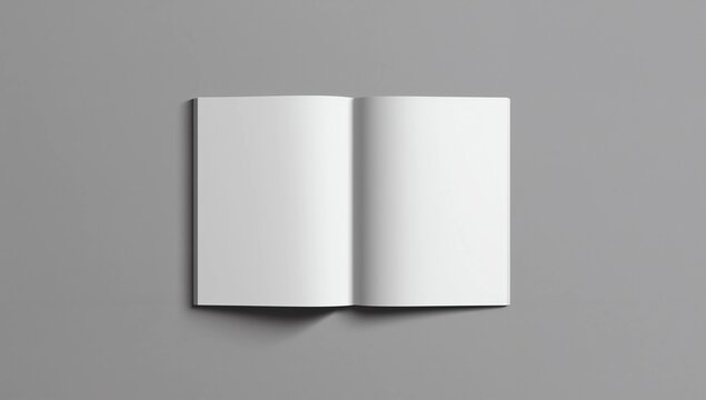 Universal blank opened A4, (A5) magazine with soft realistic shadows isolated on gray background. 