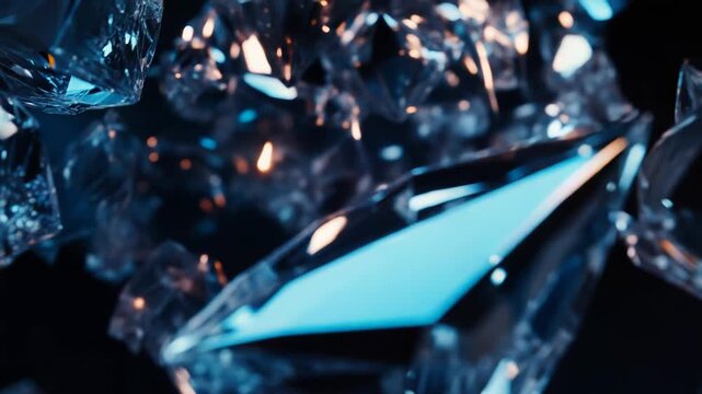 Brilliant gems creating a dazzling display of light and refraction, symbolizing clarity, luxury, and precious value with a captivating shimmer against a dark background