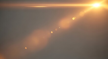 Fototapeta premium A radiant sunset casts a warm glow over a serene landscape with distant lights