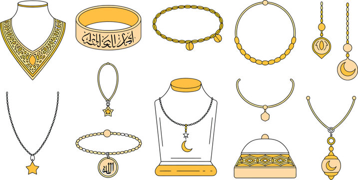 Islamic jewelry collection set elegant arabic ornaments necklaces bracelets accessories