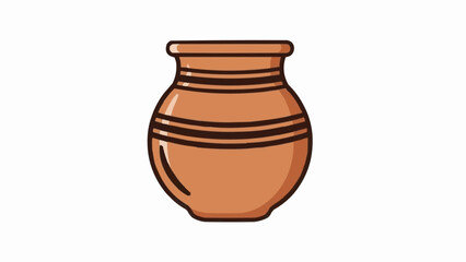Clay Pot with Decorative Stripes and Lines.