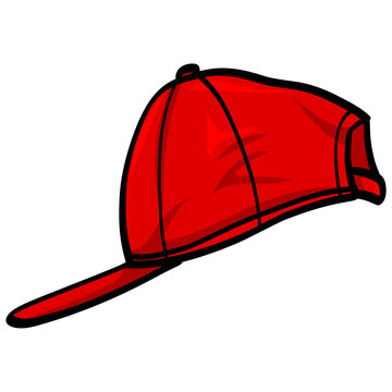 Red Hat Backwards Baseball Cap Illustration Vector
