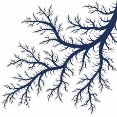 Obraz premium Dark blue fractal tree branches on white background