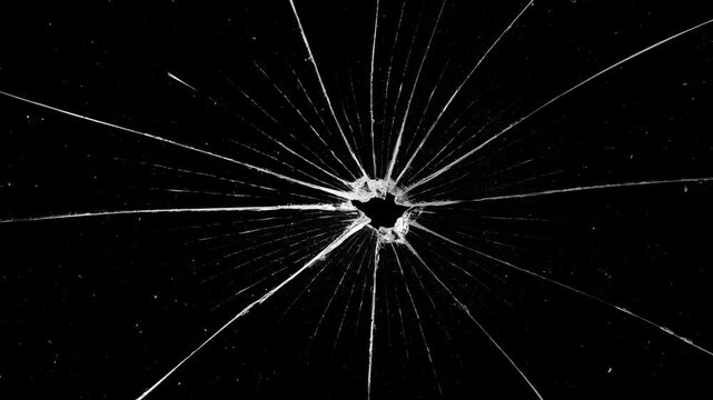 Pack of Cracked and Shattered black glass realistic footage. Realistic Glass impact crack with detailed fractures on a black background. 
Cracked glass animation, transparent 4K video,
