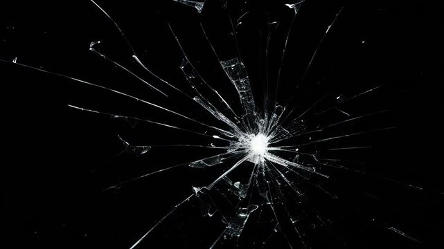 Pack of Cracked and Shattered black glass realistic footage. Realistic Glass impact crack with detailed fractures on a black background. 
Cracked glass animation, transparent 4K video,