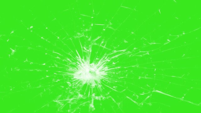 Cracked glass fracture effect on green background, glass broken splash, with chroma key green screen as background.
footage of broken glass, with green screen in the background. Realistic Glass crack.