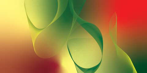 Bisque red and green  abstract shape grainy gradient background with black backdrop and noisy texture for wide banner poster and header design © Nusrat