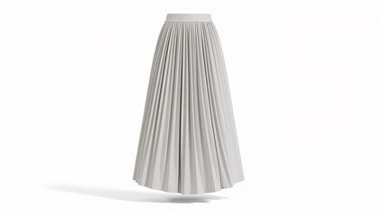 White Pleated Skirt on White Background.
