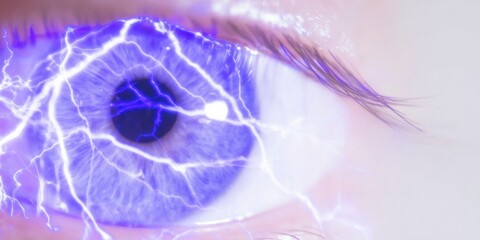 Naklejka premium Human eye with digital neural network reflection representing artificial intelligence and futuristic glaucoma diagnosis for smart healthcare technology app promo