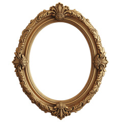 Gold Ornate Oval Frame decorative isolated on a transparent background