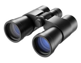Black Binoculars with Blue Lenses optical instrument isolated on a transparent background