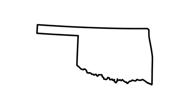 Oklahoma state outline for geographical studies and design resources over plain backdrop